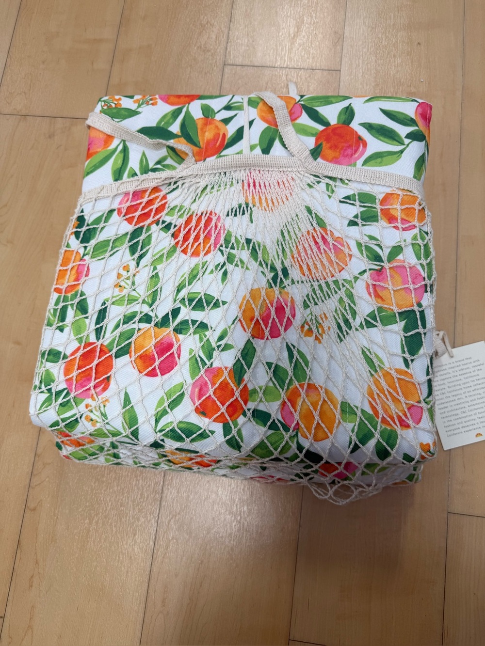 C&C California Citrus Print Reversible Picnic Blanket with Yellow Trim